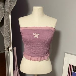 Urban Outfitters butterfly patch smocked tube top